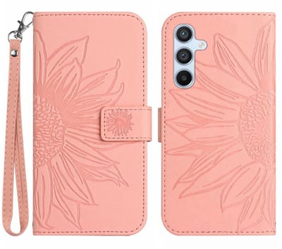 Coverup Hoesje - Geschikt voor Samsung Galaxy A37 / A36 Hoesje - Coverup Zonnebloem Book Case met Koord - Roze