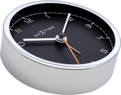 NeXtime Company Alarm – Wekker – 9 × 9 × 7.5 cm – Metaal – Zwart