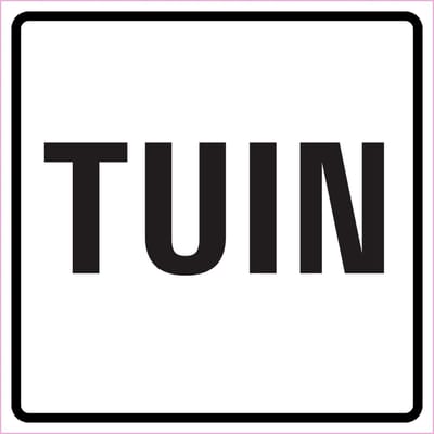 Tuin sticker, wit zwart 150 x 150 mm