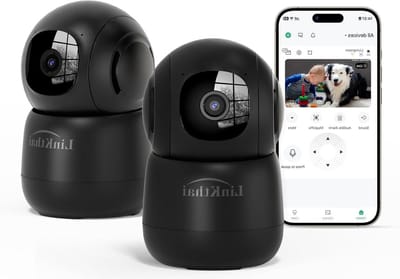 Huisdiercamera Binnen - Beveiligingscamera Draadloos - Huis Bewaken - 360 Graden Panoramisch - 2 Stuks - Zwart