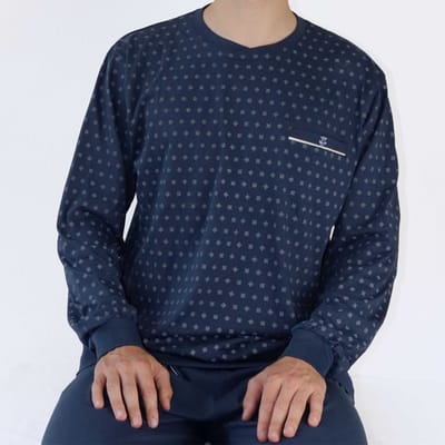 Paul Hopkins Heren Pyjama - Katoen - Navy Blauw - Maat S