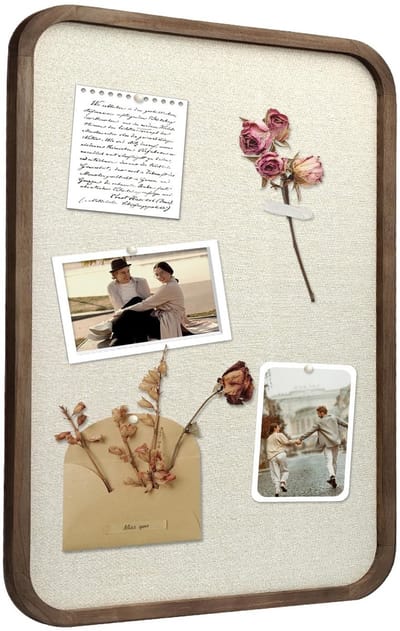 Dailygoods- Prikbord Kurk 50 x 75 cm - Linnen Oppervlak - Houten Frame - Multifunctioneel - Decoratief - Uniek Ontwerp - Wandbord