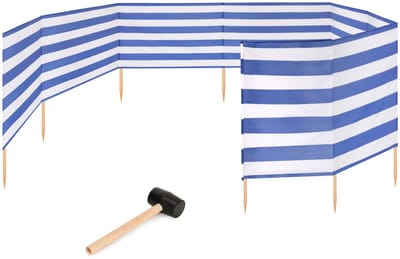 Garronda 12m Strand Windscherm Met Stokken - Windscherm Strand – Windscherm – Rubberen hamer – Strepen – GD-EX-Wb-12m