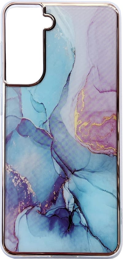 Casemania Hoesje Geschikt voor Samsung Galaxy S23 Blauw - Siliconen Marmer Back Cover