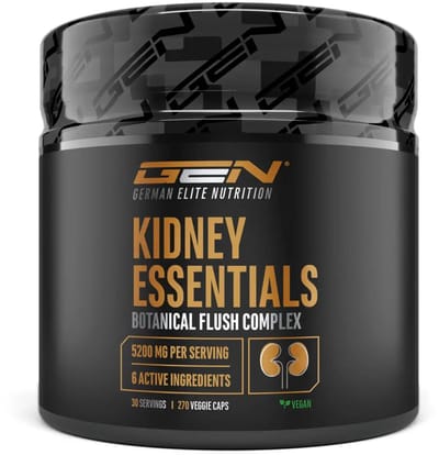 Kidney Essentials – 270 capsules – Botanische formule met astragalus, brandnetel, zure kers, pijnboombast, selderij en echte guldenroede – 5200 mg actieve plantenextracten per dagdosering – vegan botanische synergiebled – German Elite Nutrition
