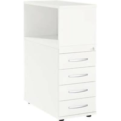 Schäfer Shop Select LOGIN aanbouwdeel, met bovenblad, 4 laden, B 409 x D 800 x H 1120 mm, hout, afsluitbaar, wit/wit