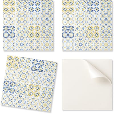 Set zelfklevende vinyltegels met bedrukt mozaïekpatroon en ornamenten, 20x20x20 cm