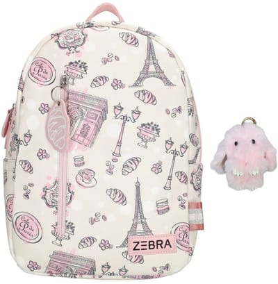 Zebra Rugzak Parijs - kinderrugtas, rugtas, kinderrugzak, schooltas + Bunny Hanger