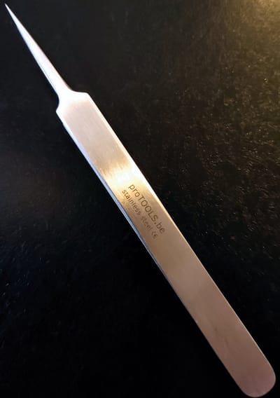 proTOOLS Horlogemaker pincet - 11,5 cm - Pincet met een fijne, zeer scherpe punt - recht - RVS (massief staal)