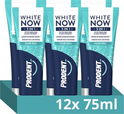 Prodent White Now Tandpasta - 3-in-1 Fresh Kiss - met langdurig witmakende werking** en micellaire reiniging - 12 x 75 ml