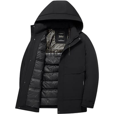 Heren Donsjack Herfst en Winter Eendendons Warm Jong en Middelbaar Zakelijk Outdoor Afneembare Capuchon Verdikt Dons Koudebestendig Jack 4XL black