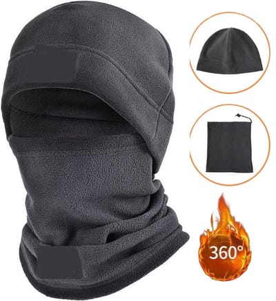 2-Delige Balaclava Multiuse Fleece Bivakmuts I Muts & Sjaal In 1 I Nekwarmer I Gezichtsmasker I Motormuts I Skiën I Snowboarden I Grijs