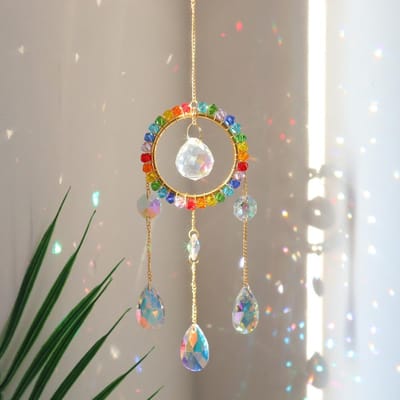 Kristallen Windgong Maan Zon Vanger Diamant Prisma's Hanger Dromenvanger Regenboog Vanger Buiten Huis Tuin Decoratie Windgong