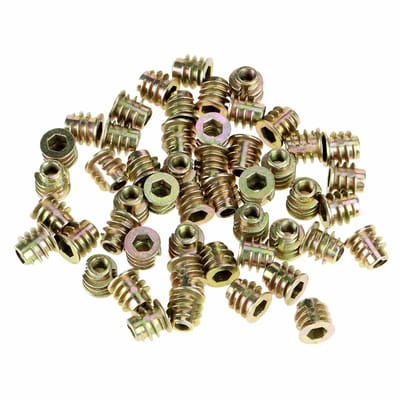 Dailygoods- Inschroefmoeren M4 x 8 mm - Zinklegering - Binnenzeskant - Zeskantige Aandrijfkop - Draadinzetstukken - Geschikt voor Houten Platen - Draadinzetstuk