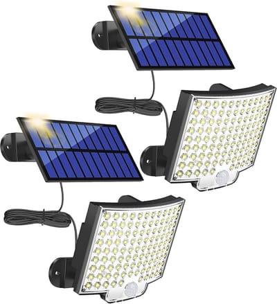 Zonnelampen voor Buiten met Bewegingsmelder - 106 LEDs - IP65 Wandlamp op Zonne-energie - 5 m Kabel