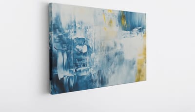 Saammp Canvas Schilderij - Blauwe vegen - Abstract - 30x20 - Foto op canvas - Wanddecoratie - Muurdecoratie Woonkamer - Slaapkamer decoratie - Canvas Print