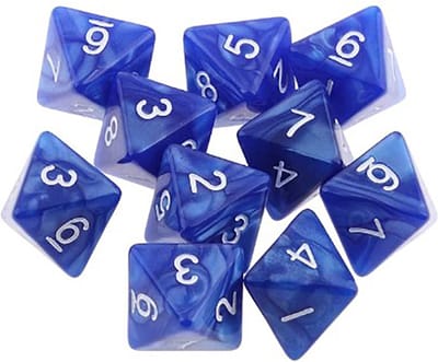 8 kantige dobbelsteen - Cijfers - 8 zijdige dobbelstenen - 10 stuks - Blauw