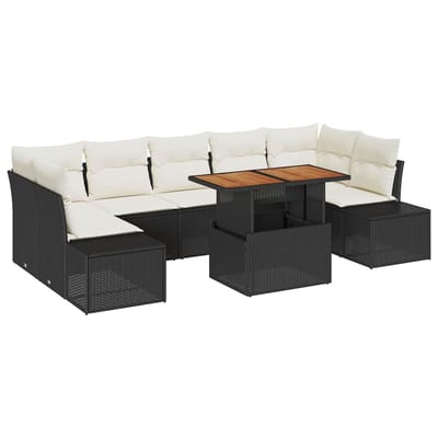 vidaXL - Tuinbank - Set - 8 - st - Zwart - poly - rattan