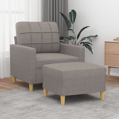 vidaXL - Fauteuil - met - voetenbank - 60 - cm - stof - taupe
