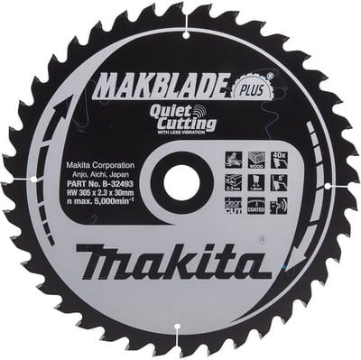 Makita B-32493 Afkortzaagblad Hout | Makblade-Plus | 305 x 30 mm | 40-tands