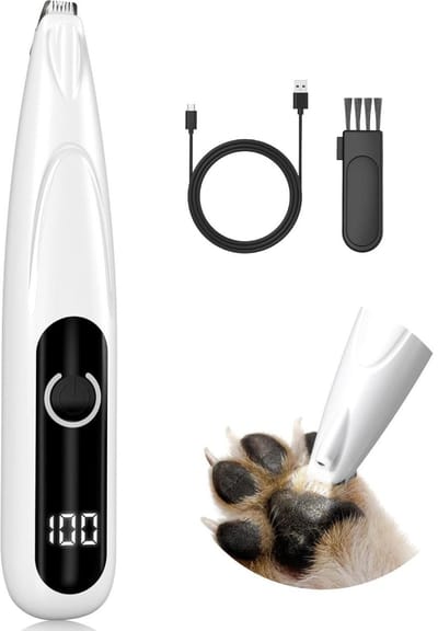 GELLDG Elektrische hondentrimmer - Hondentondeuse met LED-verlichting en LED-display - Stille hondentrimmer voor honden - Geschikt voor poten, ogen, oren, gezicht en lichaam - ABS behuizing - 5W - Toont batterijpercentage
