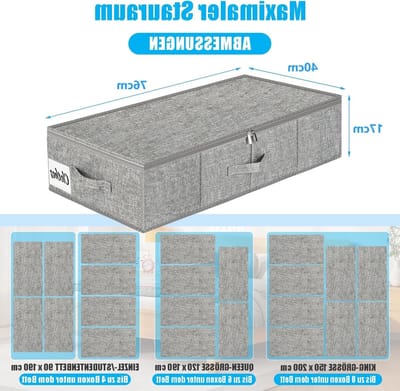 Opbergdozen voor Onderbed met Deksel, 3 Stuks Vouwbare Opbergdozen, Wasbare Kledingopslag, Handvatten en Dubbele Rits, Ideaal voor Thuisorganisatie en Ruimtebesparing, 76 x 38 x 17 cm