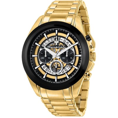 Maserati Traguardo Chronographe Acier Inoxydable Ton Or Cadran Squelette Multicolore Quartz R8873612058 100M Montre Homme multicolore
