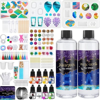 Nexvo® Epoxy Starterspakket - Zelf Sieraden Maken Set – Resin Starterskit Inclusief Giethars En Mallen – Veelkeurig - ‎22cm x 18cm x 11cm