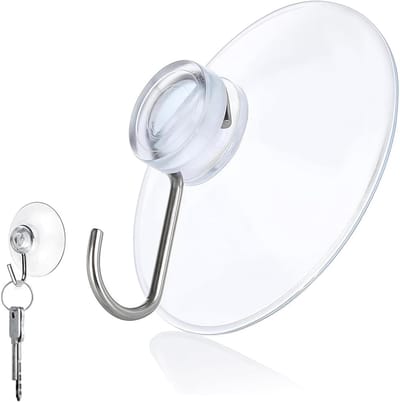 Transparante Zuignappen met Haakjes, Set van 10, Ideaal voor Raamdecoratie, Badkamer en Keuken, Geschikt voor Fairy Lights en Handdoekhouders, 40 mm