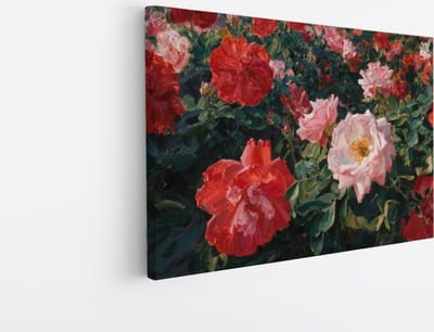Saammp Canvas Schilderij - Gekleurde Rozen - Bloemen - Abstract - 45x30 - Foto op canvas - Wanddecoratie - Muurdecoratie Woonkamer - Kantoor Decoratie