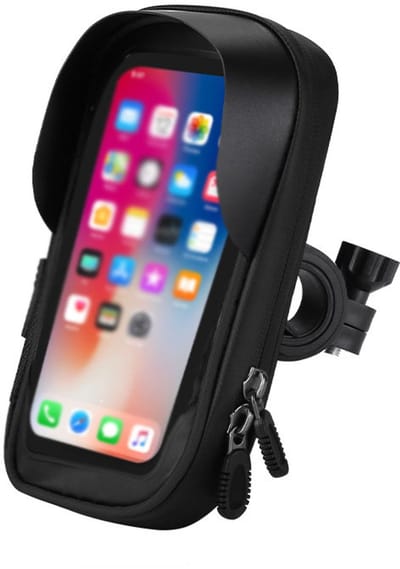 Fietstas - telefoonhouder - stuurtas - 360° draaibaar - waterdicht - met koptelefoonaansluiting - gevoelig touchscreen - zwart - geschikt voor fietsen en motoren