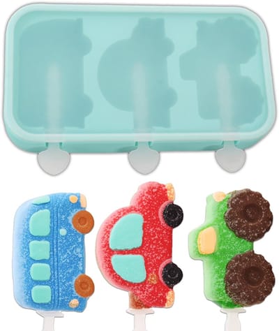 Dailygoods- Ijsvormen voor Ijslolly's - Herbruikbare Ijsvormen - Siliconen Ijsvormen - BPA-vrij - 3 Ijslolly's tegelijk - Creatieve Ijsvormen 18,5 x 10 x 2,8 cm - Ijsvorm