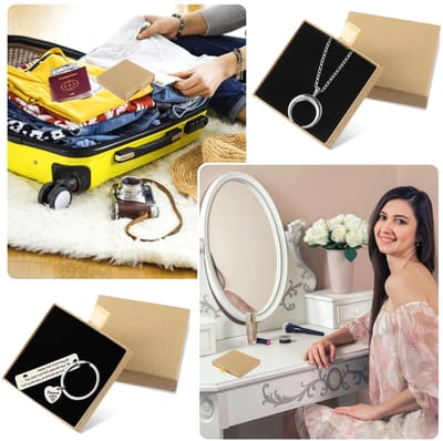 Dailygoods- Sieraden Doos - 2 Stuks - Lichtbruin - Duurzaam Karton - Opbergdozen voor Kettingen/Armbanden/Oorbellen - Cadeau voor Vrienden/Familie - Sieradenbox