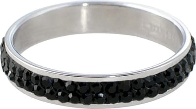 Quiges Stapelring Dames - Vulring Zwart Zirkonia - RVS Zilverkleurig - Maat 19 - Hoogte 4mm
