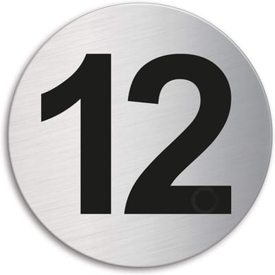 Huisnummer 12 RVS Zelfklevend Rond 60 mm