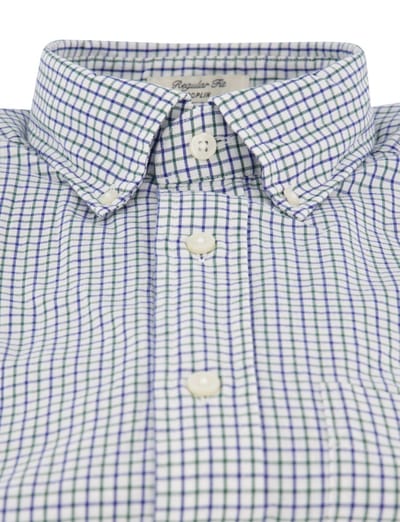 Gant overhemd blauw geruit lange mouwen