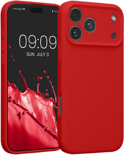kwmobile telefoonhoesje geschikt voor Apple iPhone 18 Pro Max / iPhone 17 Pro Max - TPU backcover met siliconen coating - Smartphone case in klassiek rood
