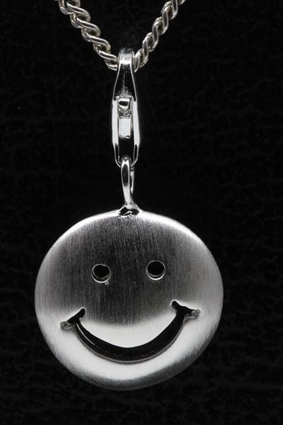 Zilveren Smiley mat hanger én bedel