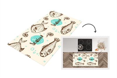 Keukenloper - Loper keuken - Eten - Patronen - Vissen - 120x60 cm - Keukenloper vinyl