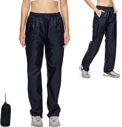 BUBW® Regenbroek Dames - 100% Waterdicht（5000 g/m²）- Ademend en Winddicht - Met Reflecterende strepen - Inclusief opbergtas - Maat S - Zwart
