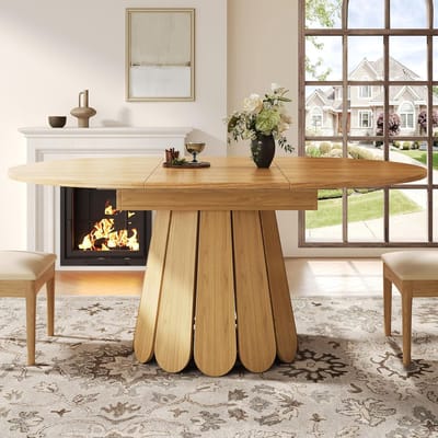 Uittrekbare Eettafel - Ronde Tafel - Gezellig Tafelen - Verstelbare Lengte - 118-158 cm - Natuurlijk Hout