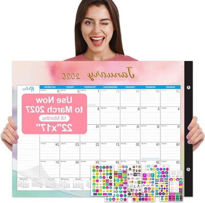Bureaukalender 2025 - Maandkalender - Plannen en Organiseren - 18 Maanden Overzicht - 22x17 Inch