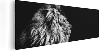 Artaza Canvas Schilderij Leeuwenkop - 60x20 cm - Muurdecoratie Dieren - Wanddecoratie Leeuw - Kamer Accessoires Woonkamer