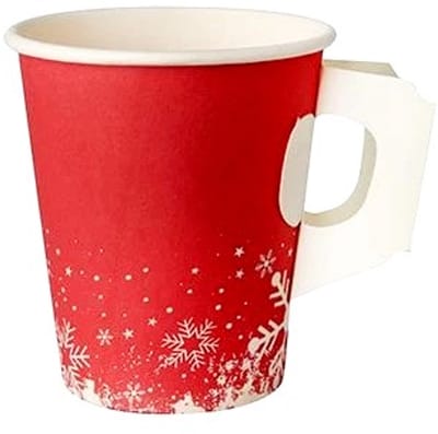 100 x Kerst Kartonnen Koffiebeker 8oz 240 ml "Christmas" Drinkbekers Karton - wegwerp papieren bekers - drank bekers glühweinbeker kartonnen drinkbeker voor kerstmarkt met sneeuwpop