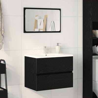 vidaXL - Badkamerkast - Zwart - eiken - 60 - x - 38,5 - x - 45 - cm - Bewerkt - hout