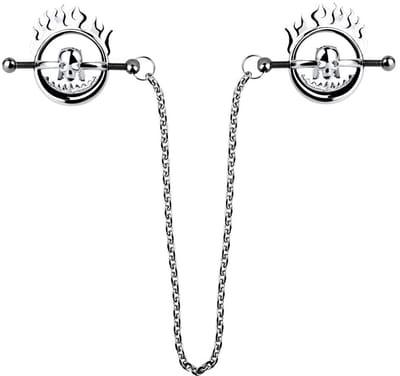 Kiotos - Flaming Skull - Tepelklemmen met ketting