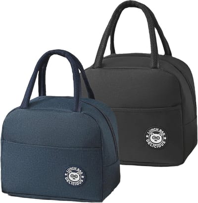 Opvouwbare Geïsoleerde Koeltas 2-Pack - 6 Liter Waterdicht voor School, Kantoor, Picknick en Reizen - Zwart en Marineblauw
