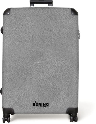 NoBoringSuitcases.com® - Koffer groot - Reiskoffer lichtgewicht - Lederen look grijs - Rolkoffer met 4 wielen - Grote trolley XL - 98 liter bagage