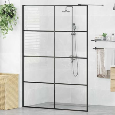 vidaXL - Inloopdouchewand - 140x195 - cm - ESG-glas - transparant - en - zwart