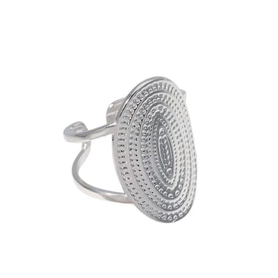 Rvs sieraden -verstelbare open ring - Bewerkte ovale 24mm -zilverkleur
